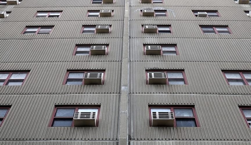 Building with numerous window AC units