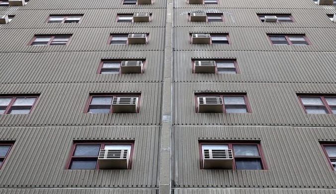 Building with numerous window AC units