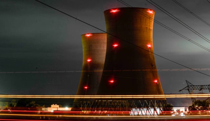 nuclear plant at night