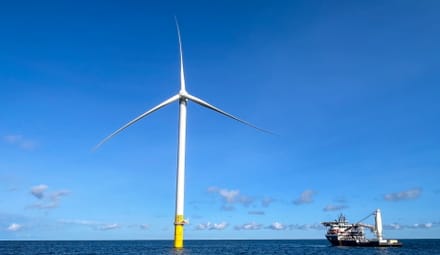offshore wind turbine and ship